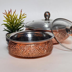Open image in slideshow, Copper Handi with Glass Lid - Needs Store
