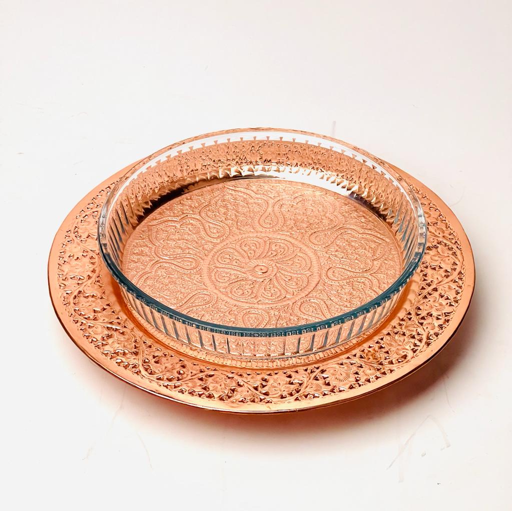 Engraved Copper Round Serving Platter - Needs Store