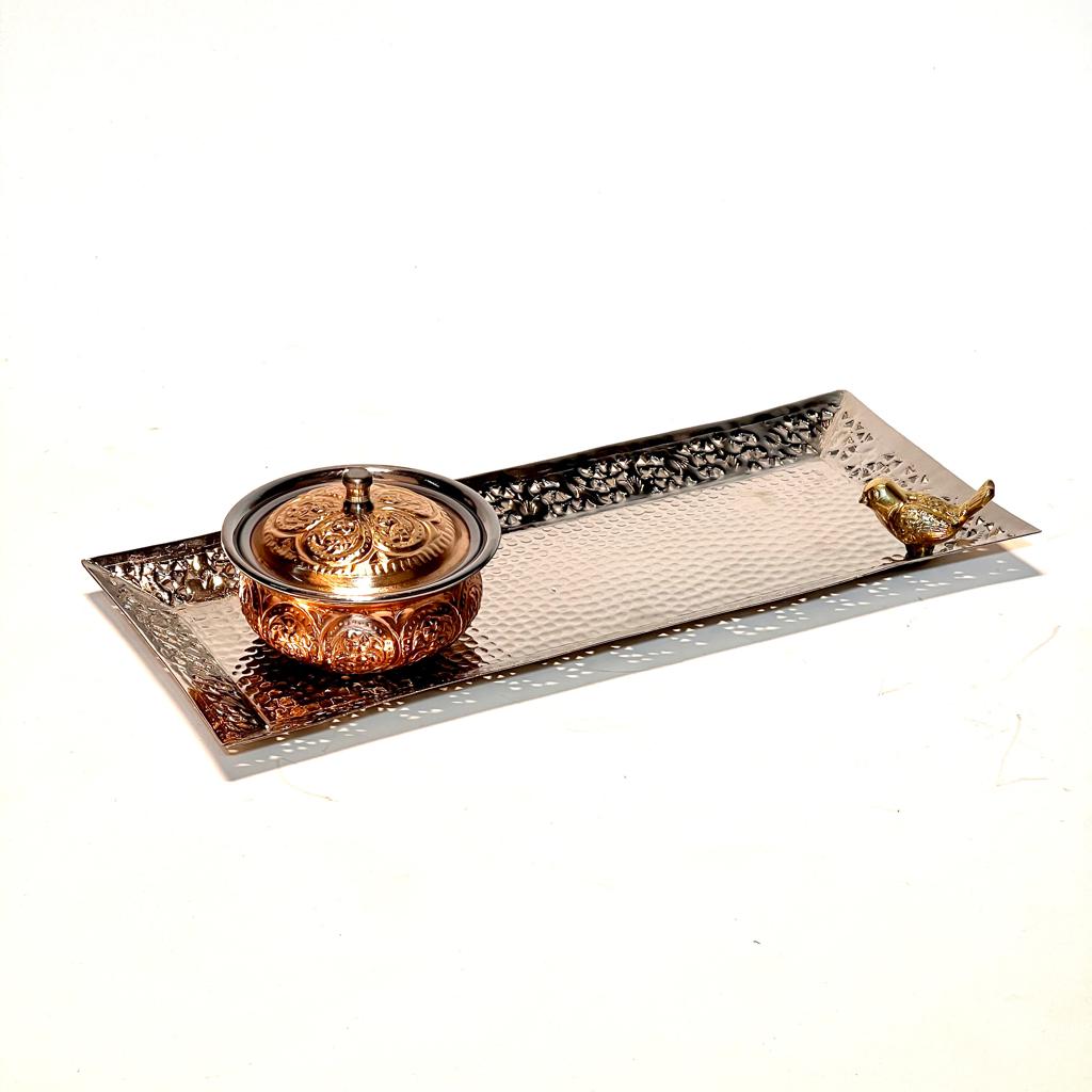 Rectangular Hammered Copper Sparrow Serving Platter - Needs Store